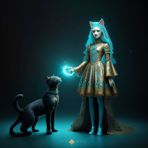 AI generated:  space with cats and dogs, 8k 3d style, intricate costumes, todd mcfarlane, powerful symbolism, nata...