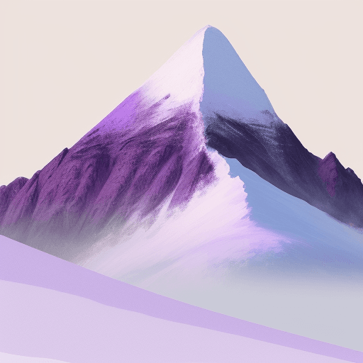AI generated: Painted minimalist snowy mountain with a focus on purple color, with clear borders