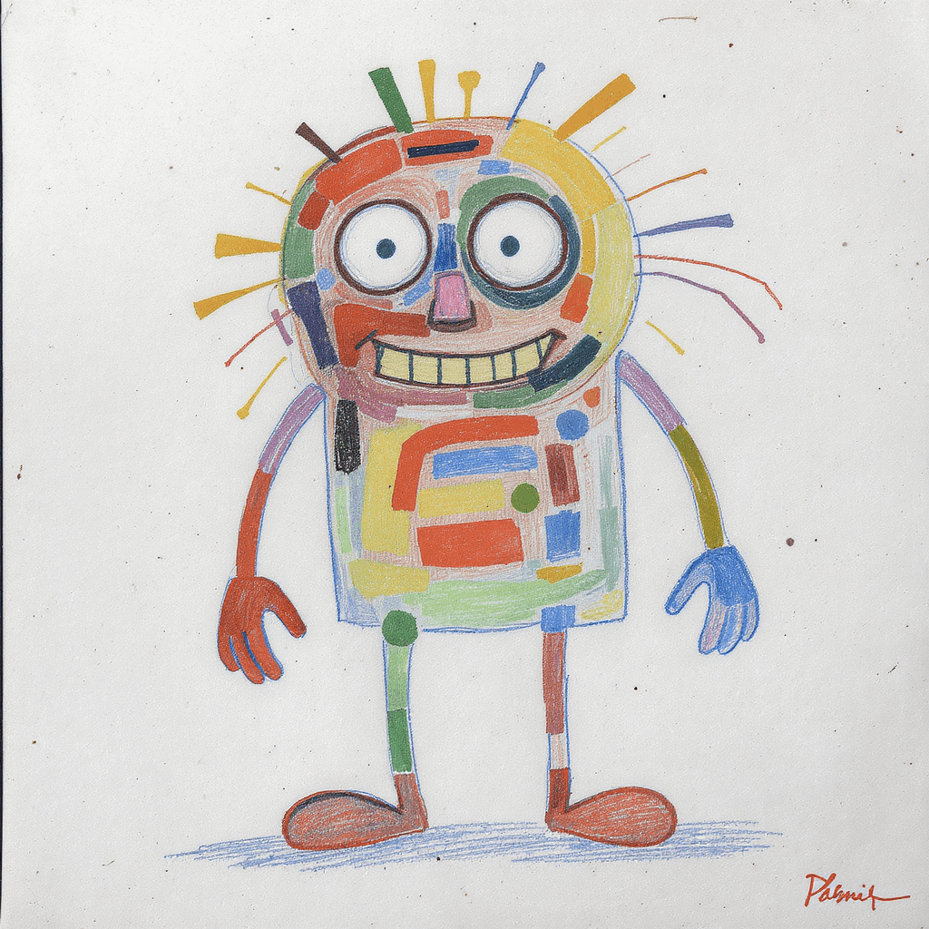 AI generated: A chalk drawing of an abstract character, in the style of a famous abstract artist colorful --chaos ...