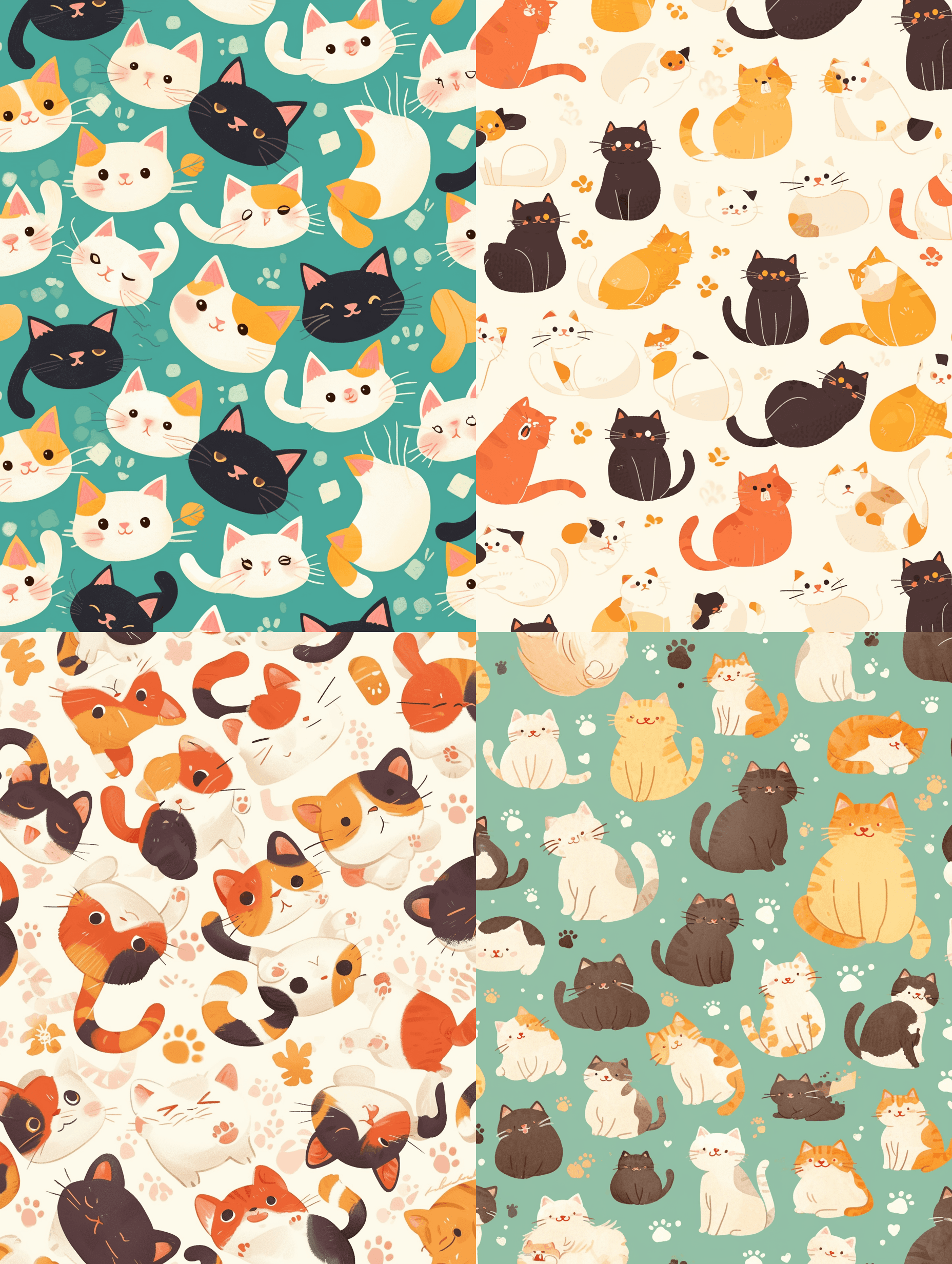 AI generated: Cute cat patterns for notebook cover --s 50 