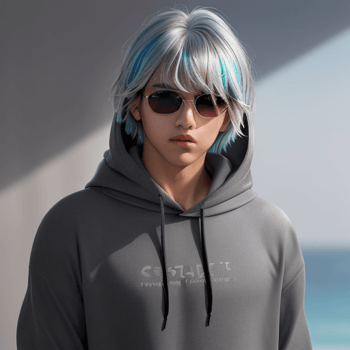 AI generated: (masterpiece, best quality, alhaitham), male, 20years old, sunglasses, glowing eyes, solo, grey hair...