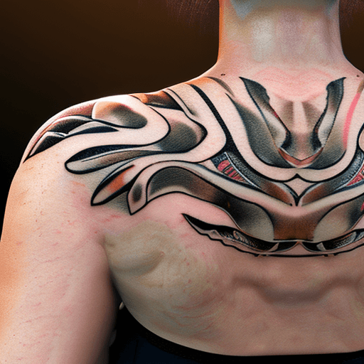 AI generated: tattoo woman, ultra realistic, high quality, 8k, naked, large rounded tits, very horny