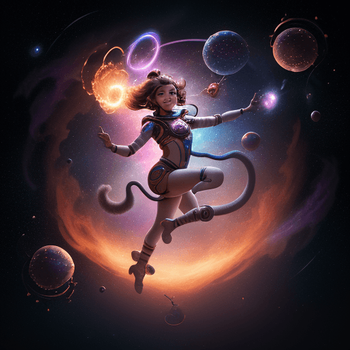 AI generated: high resolution cinematic portrait of a smiling young beautiful cute anthropomorphic female space mo...