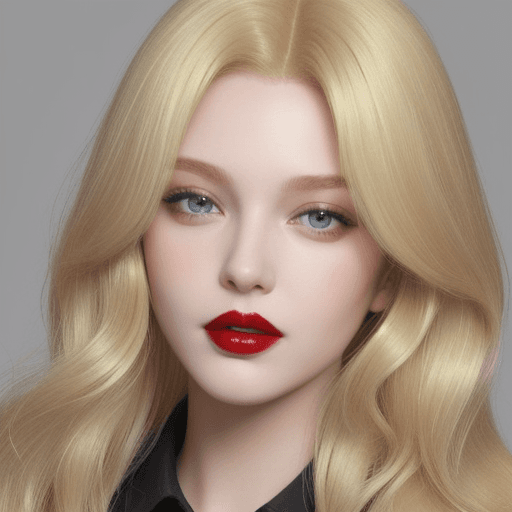 AI generated: red lips, blonde hair
