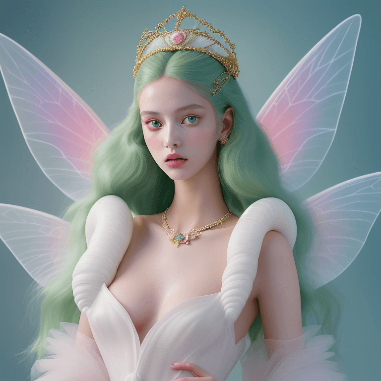 AI generated: Fashion Photography: A hyper-realistic, surreal portrait channeling the Gucci aesthetic. A young vog...