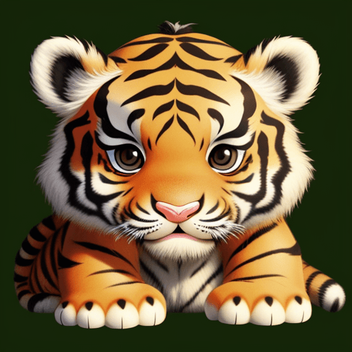 AI generated: baby tiger face, cartoon, 2D
