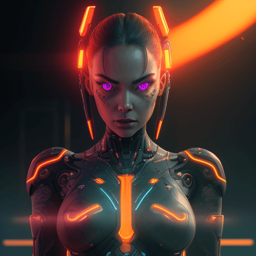 AI generated: Pretty face, cyborg lady with engraved tattoos, hyper details, perfect focus facial expression, hype...