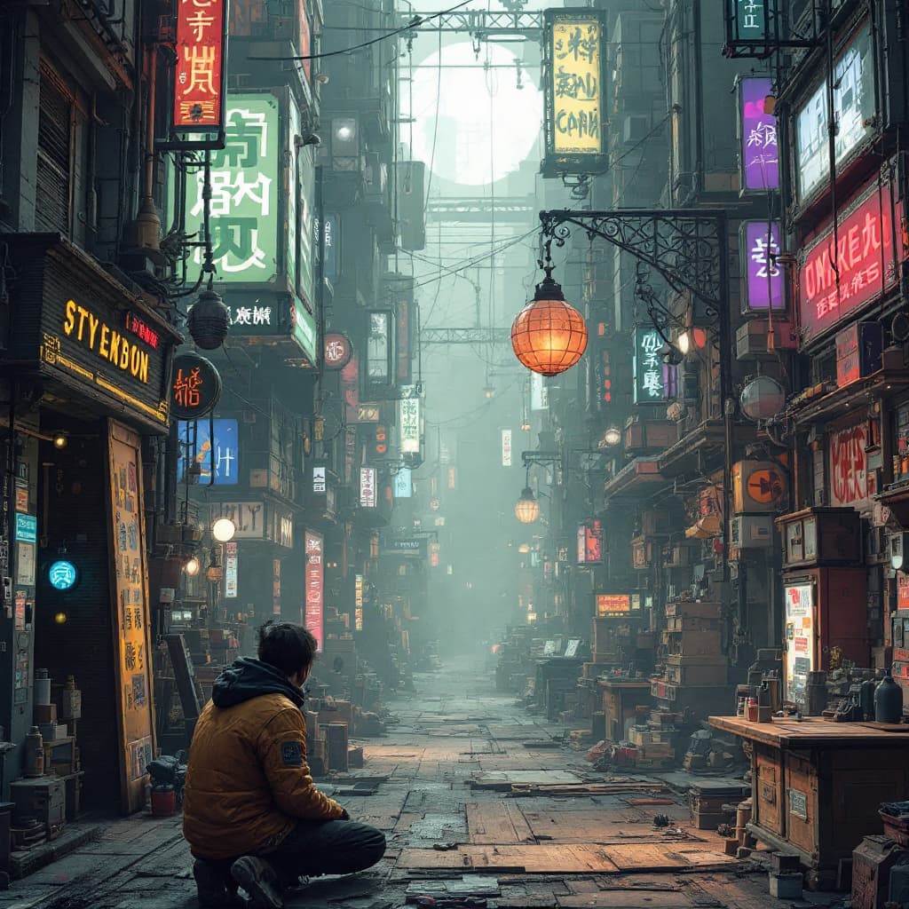AI generated: android android games for ios or android, in the style of tristan eaton, cyberpunk dystopia, meticul...