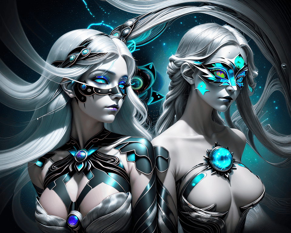 AI generated: A fusion of worlds where double exposure quantum entanglement tells a story of connection across dim...