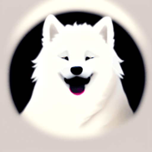 AI generated: smiling/happy samoyed dog black background for my phone lockscreen leave a space above him for the t...