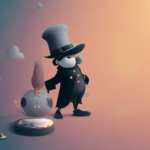 AI generated: Create a cozy lofi desktop wallpaper featuring a mascot with a black circular head wearing black rob...