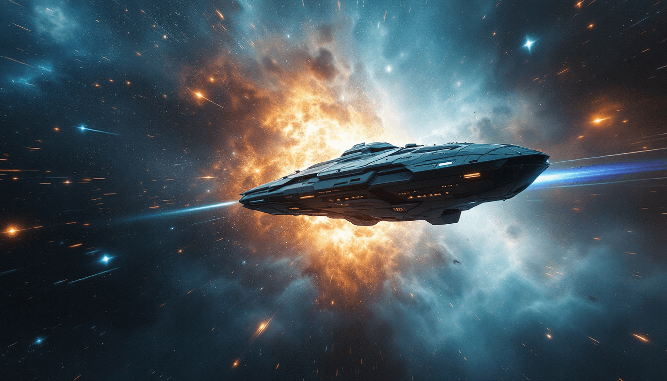 AI generated: Hyper real cinematic, futuristic sci-fi, concept photo, illustration art, of an interstellar interga...