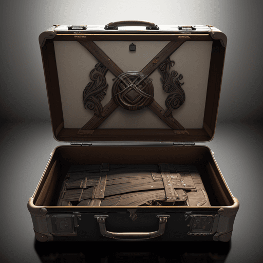 AI generated: Suitcase with the design and character of Groot The suitcase is gold and brown dark, no watermark,no...