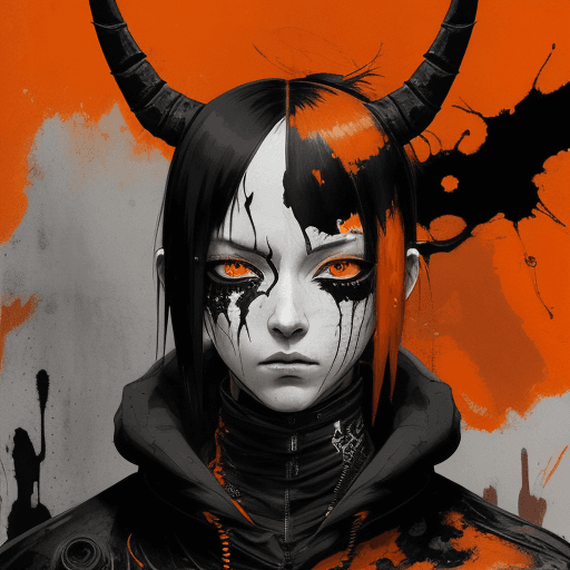 AI generated: artistic, portrait of a capricorn, complexity with details, empty eye, limited colors are black ::4 ...