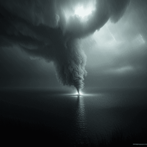 AI generated:  an tornado caught in a water drop, in the style of cryengine, pegi nicol macleod, realistic genre s...