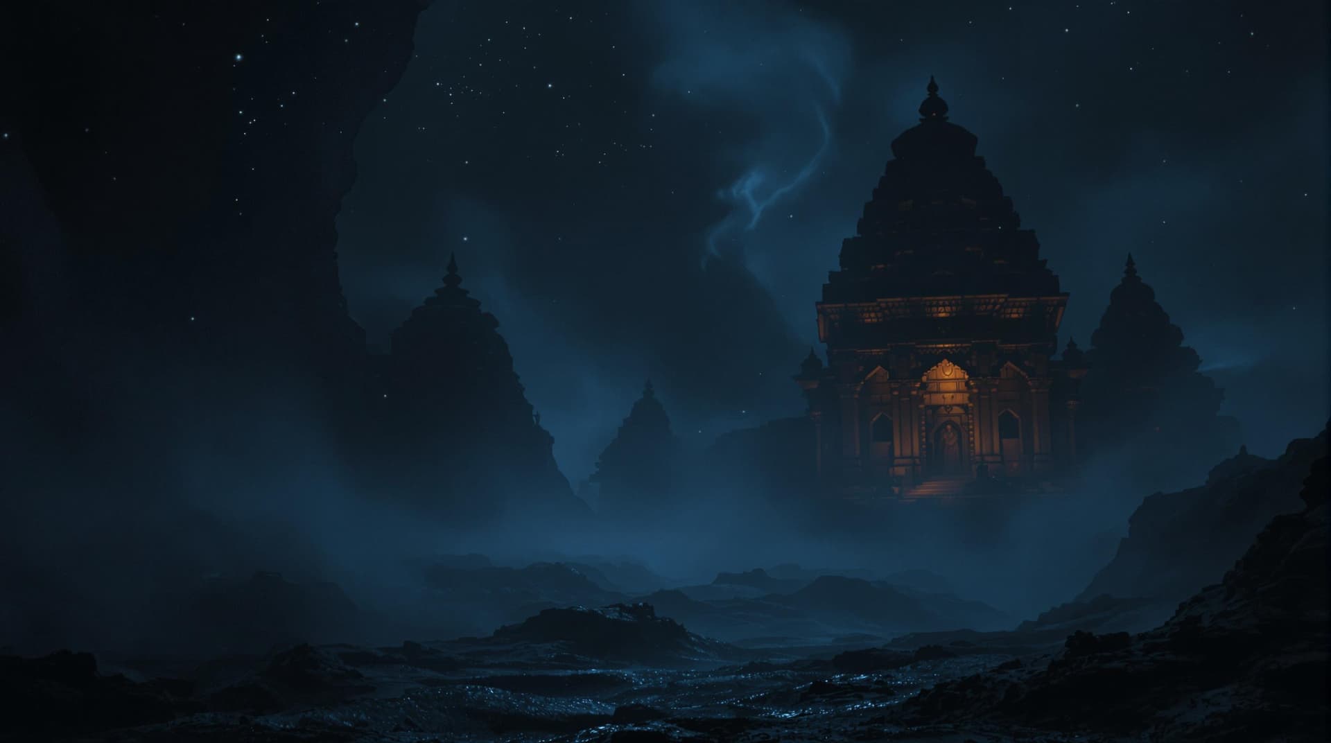 AI generated: "Create an ultra-realistic, ultra 4K image depicting a dark, atmospheric night scene. Show swirling ...