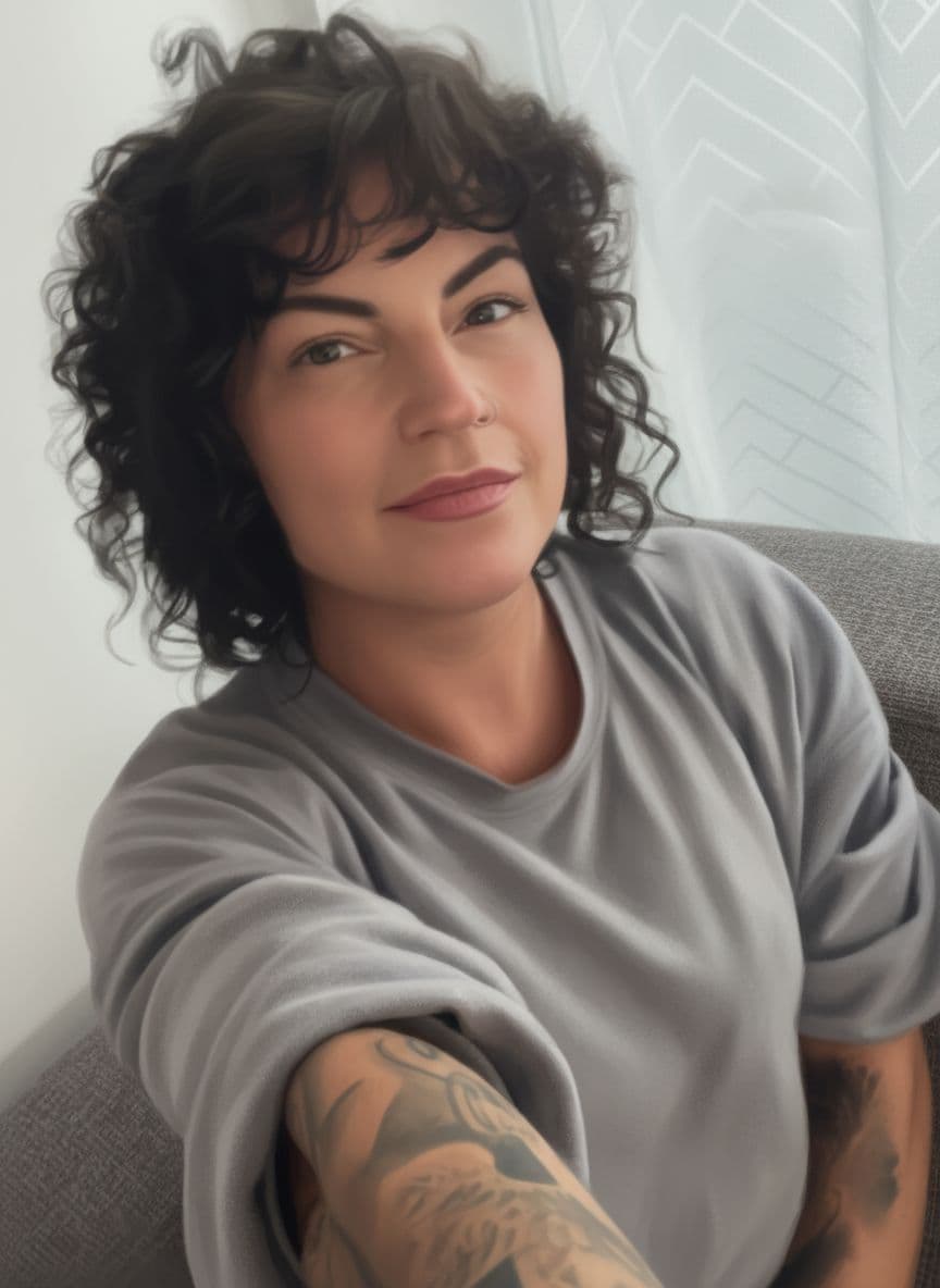 AI generated: transform my image to this image woman posing, soft, atmospheric lighting --chaos 75 --ar 1:2 --sref...