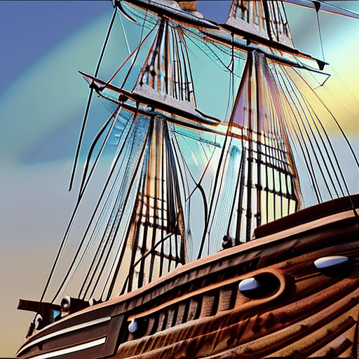 AI generated: Photo of a ultra realistic sailing ship, dramatic light, pale sunrise, cinematic lighting, battered,...