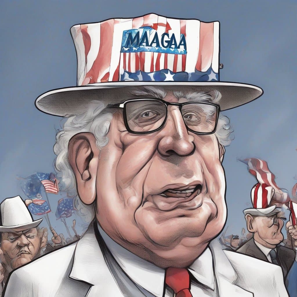 AI generated: A New Yorker cartoon that explains the abbrevation "MAGA"