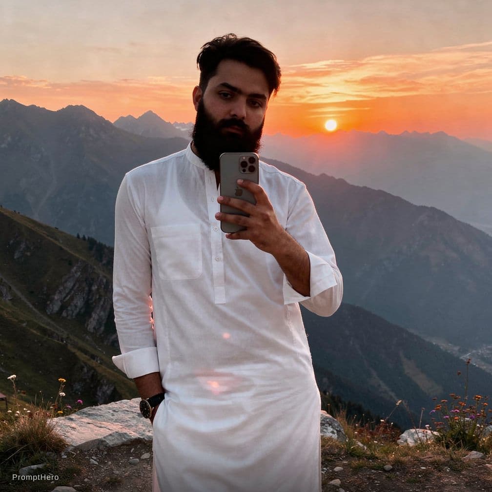 AI generated: A  beautiful sunset for mountain 