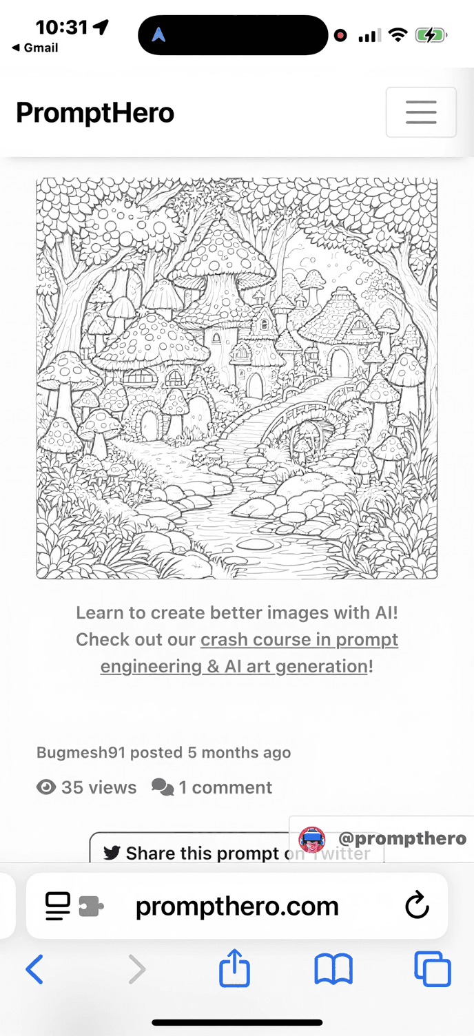 AI generated: Coloring page of mushroom village