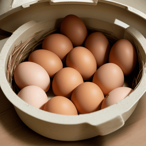 AI generated: Chicken sitting in eggs