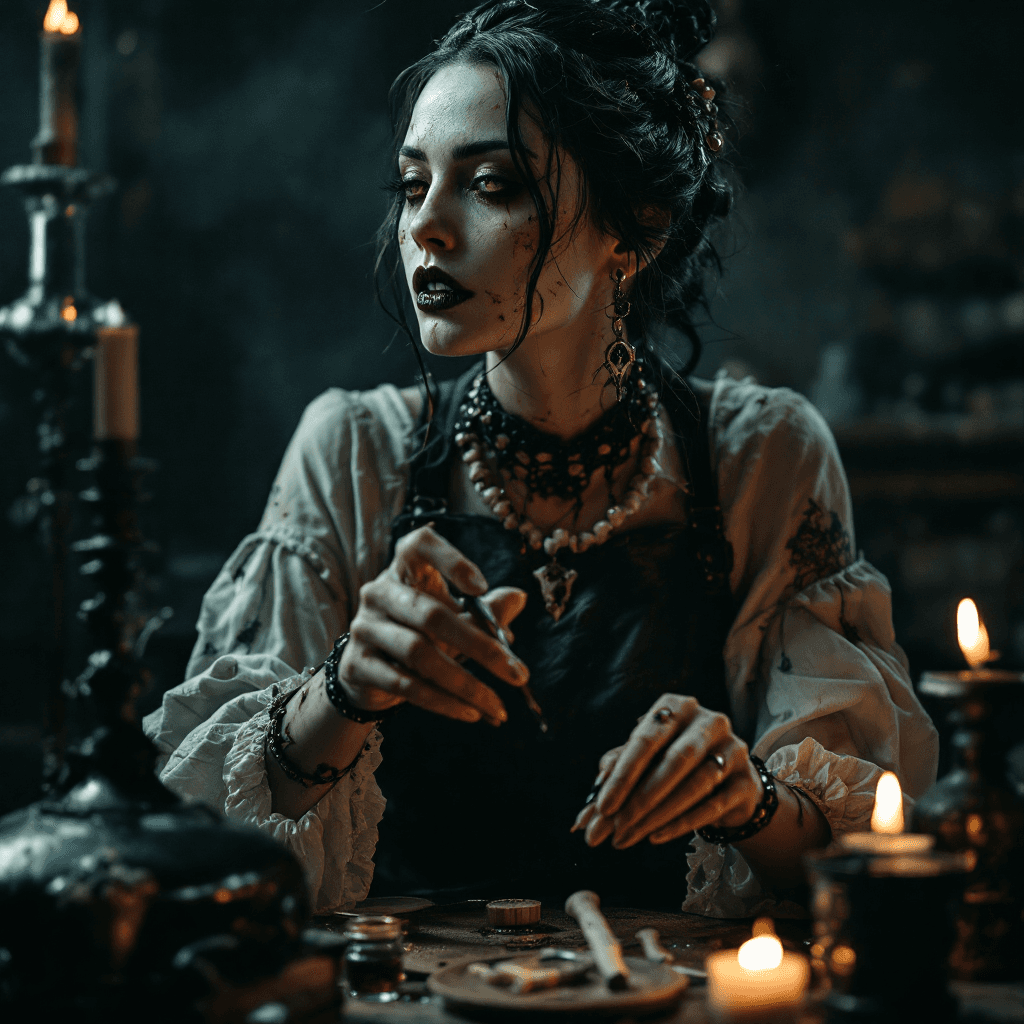 AI generated: The Demonic Blood Alchemist, a Portrait of Forbidden Knowledge: Atmosphere: Dark, sinister, and fill...