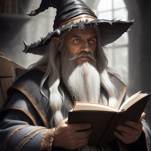 AI generated: award winning waist up photo of a rugged fantasy wizard, 8K, wizard hat, wearing torn wizard robes, ...