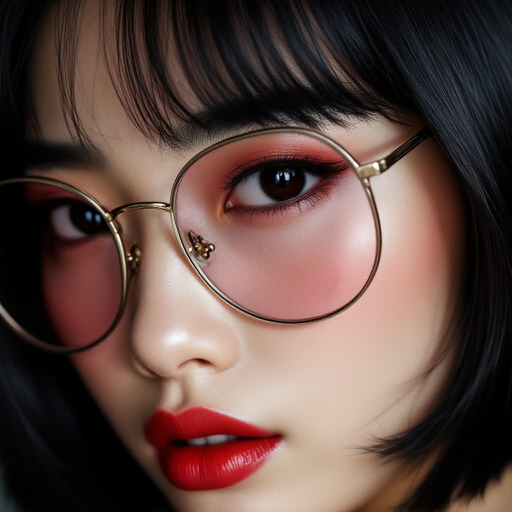 AI generated: Close-up portrait of a woman from Asia, the woman has a modern style, hair reaching the level of the...