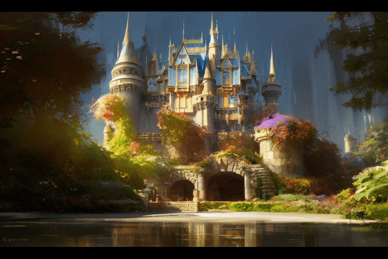 AI generated: a fantasy castle in modern disney style, golden ratio, by craig mullins, by stanley artgerm lau, by ...