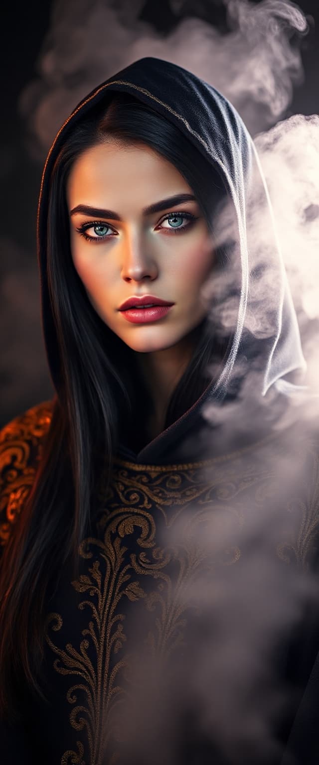 AI generated: "Epic, modern, future-themed full-body portrait photograph depicting a slender Irish supermodel, ear...