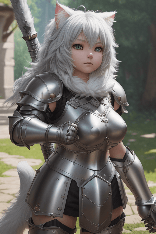 AI generated: super cute fluffy cat warrior in armor, photorealistic, 4K, ultra detailed, vray rendering, unreal e...