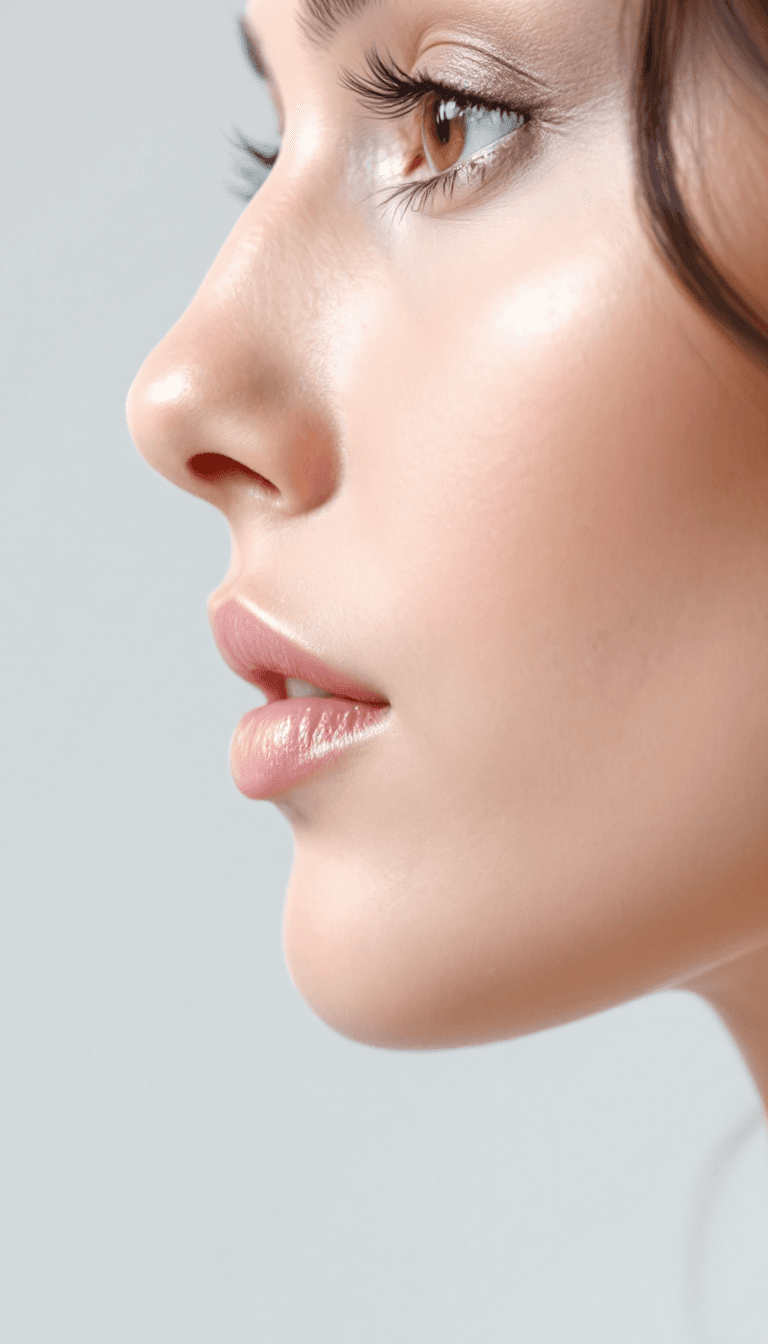 AI generated: Capturing the side view of the face, showcasing the profile, nose, and jawline.