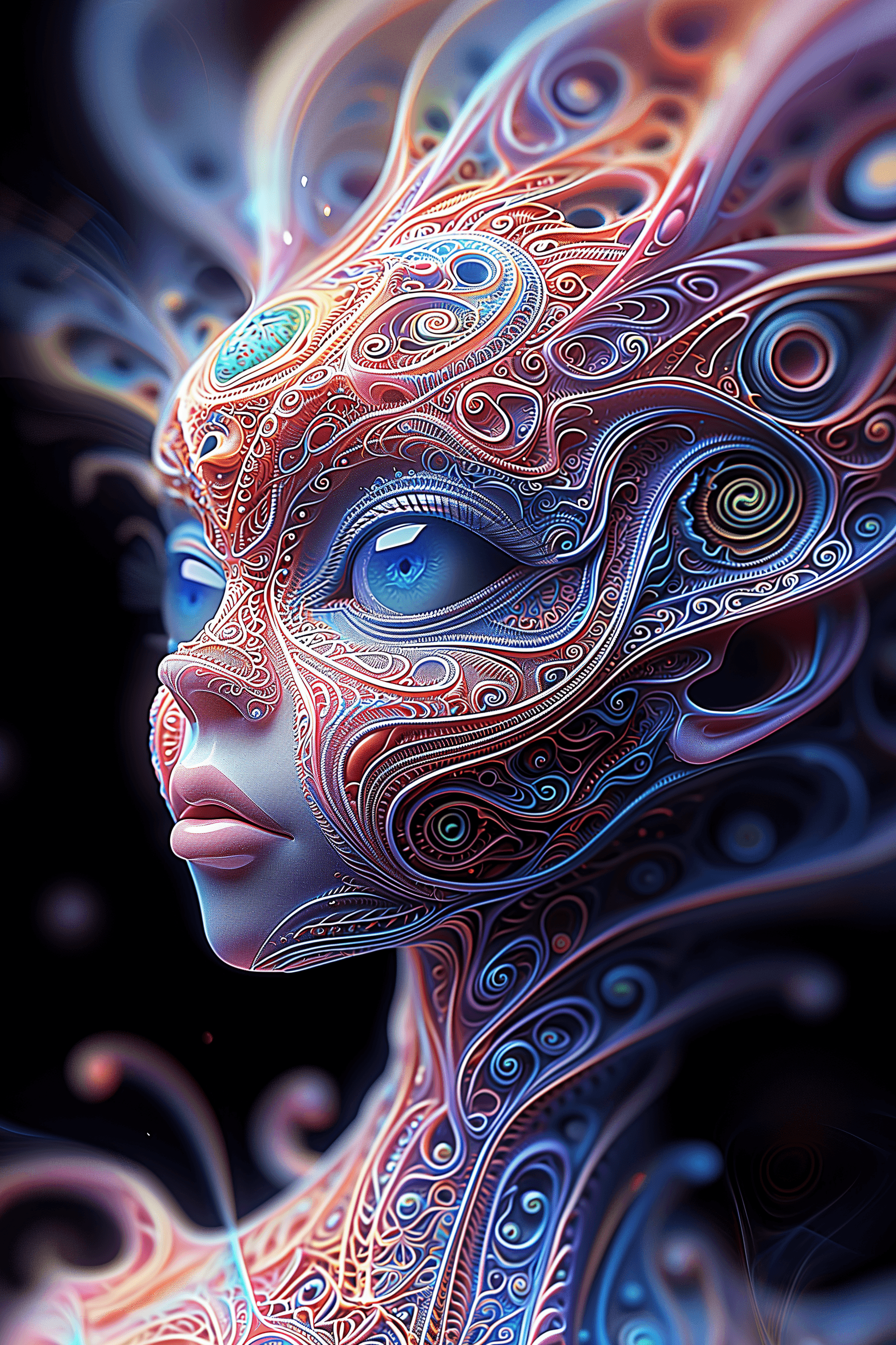 AI generated: beautiful rainbow nebula filigree crystal elf alien, octane rendered, vibrant colors, soft lighting,...