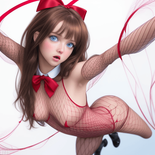 AI generated: Hyper realistic, young, shy, female nylon bodystocking model, brown hair, l, medium hair, blue eyes,...