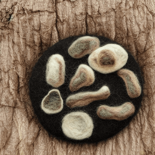 AI generated: Hyper realistic felted morel mushrooms identification and foraging merit badge design for profession...