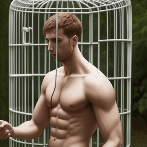 AI generated: Outdoor, cage, male, nacked