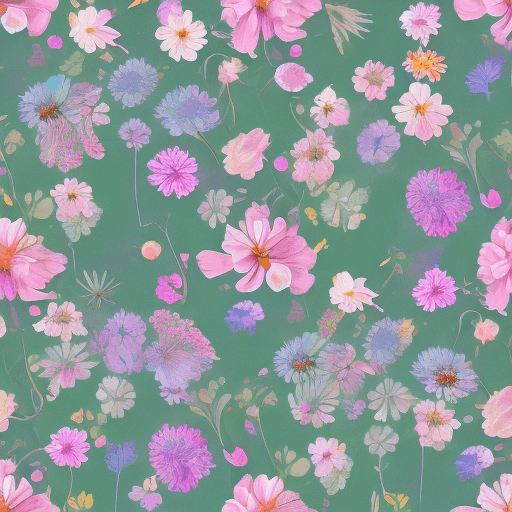 AI generated: a pattern of flowers on a iridescent colored background, detailed wild flowers pattern, pastel flora...