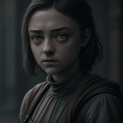 AI generated: female looking like arya stark in modern clothing, gorgeous, attractive, flirting, (((full body visi...
