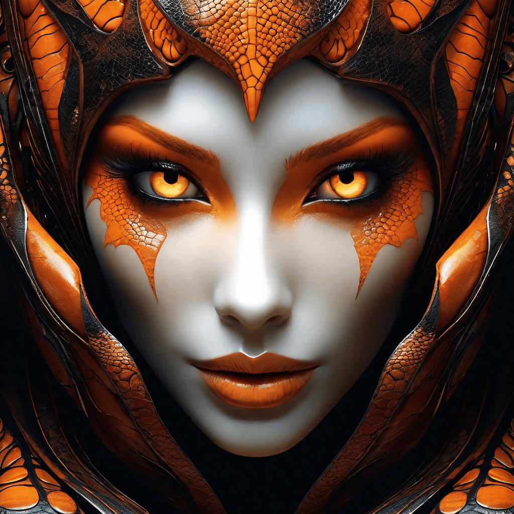 AI generated: A close up portrait of a (((very unique fantasy mesmerizing alien humanoid female, amazingly beautif...
