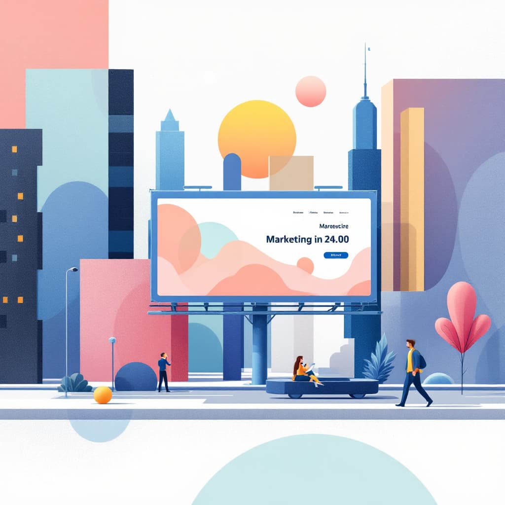 AI generated: A stylized visual representation of marketing blending seamlessly into the environment—like a billbo...
