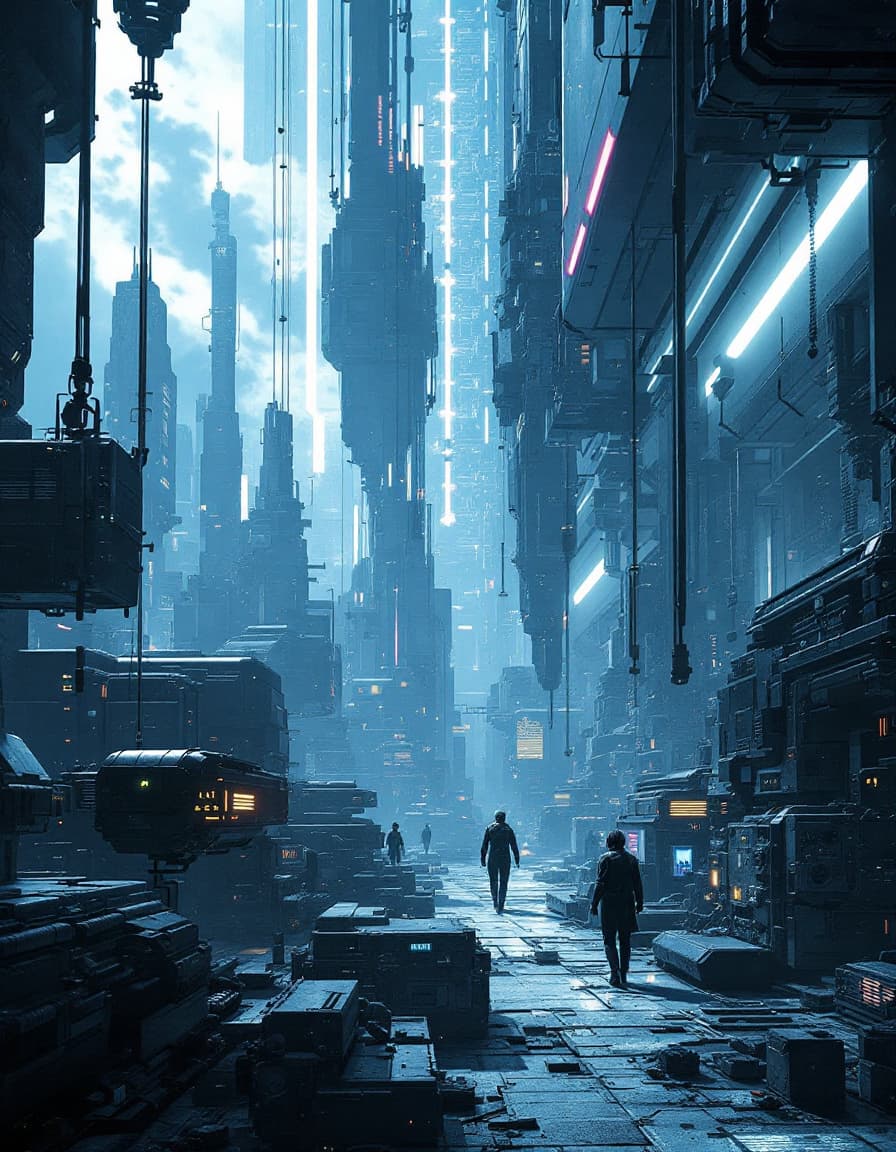 AI generated: A random strange image of a futuristic scenario in the style of Futuristic Grid Aesthetics futuristi...