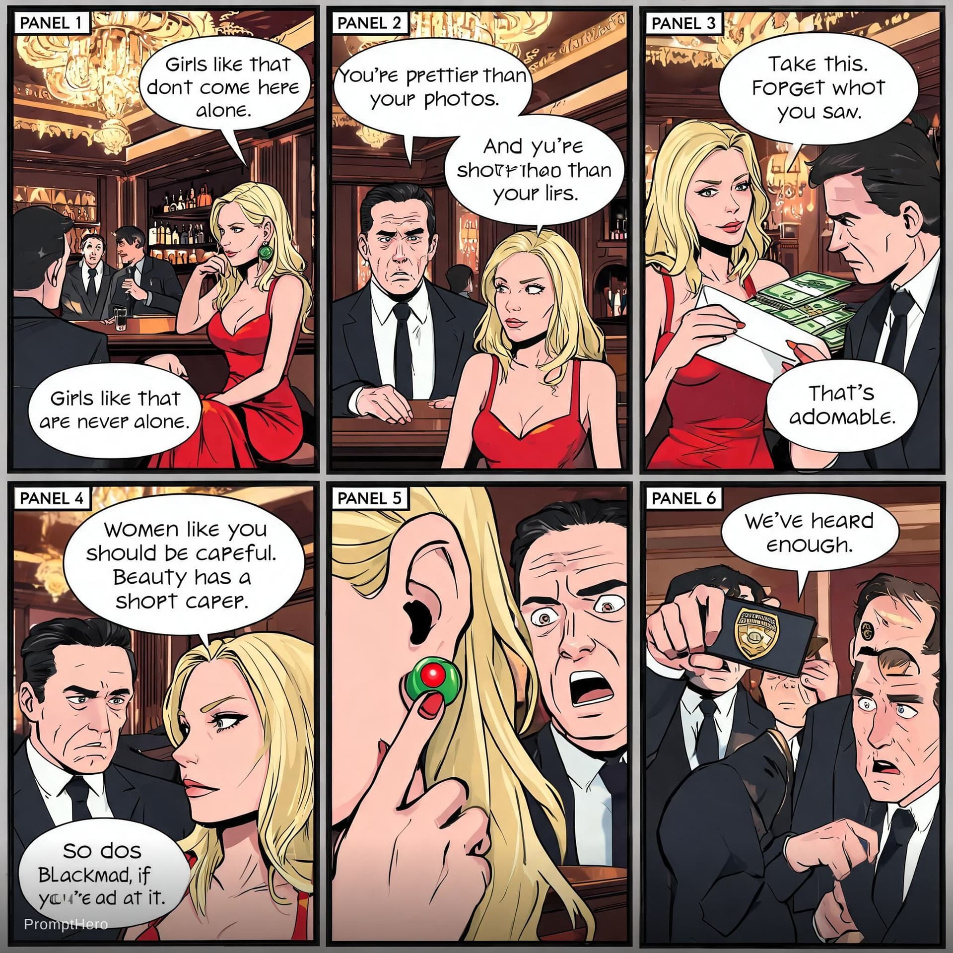 AI generated: Using the refernece sheet.
Comic Story: “The Pretty Witness”

Main character:
Elara, 25, blonde, gla...
