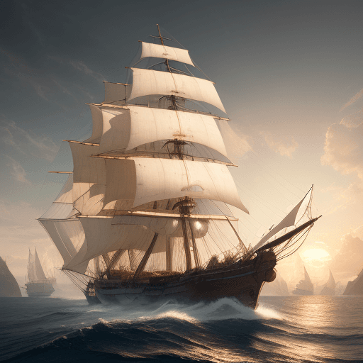 AI generated: Photo of a ultra realistic sailing ship, dramatic light, pale sunrise, cinematic lighting, battered,...