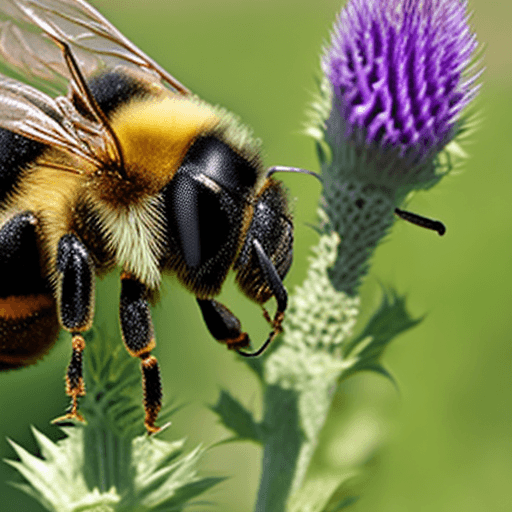 AI generated: a big angry bee on a thistle