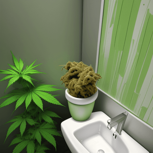 AI generated: a colorfoul flower of marijuana in a little bathroom with a lot of plants of marijuana