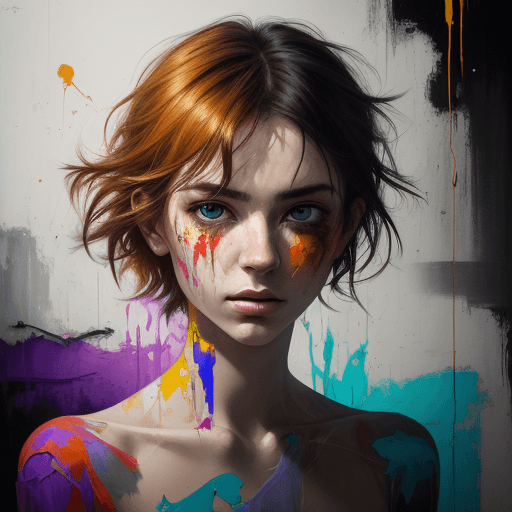 AI generated: an painting on the canvas of a man in colorful tones, in the style of martin ansin, cracked, serene ...