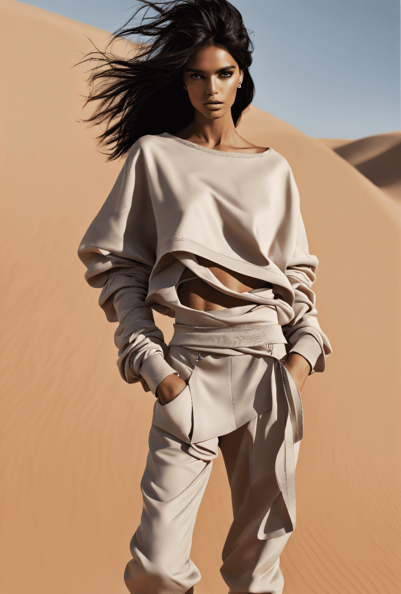 AI generated: Fashion editorial style 1 girl, Abdominal peek-a-boo design, Slender and curvy with a well-proportio...