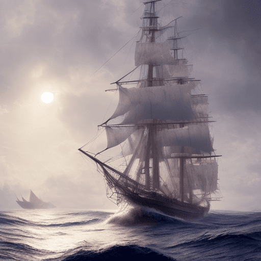 AI generated: Photo of a ultra realistic sailing ship, dramatic light, pale sunrise, cinematic lighting, battered,...