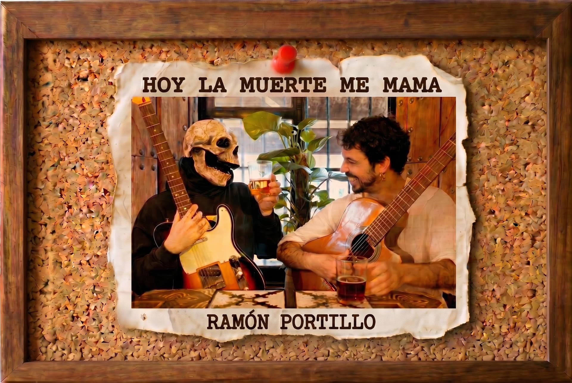 AI generated: Quiero que el marco del corcho lo pongas más estrecho, más fino, para que el corcho y el papel que c...